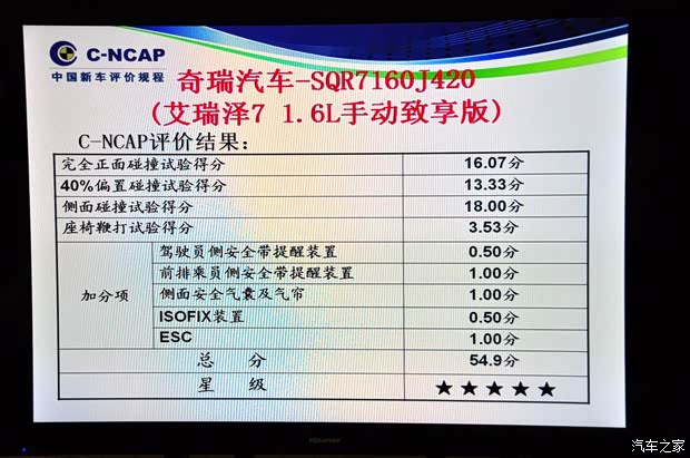 奇瑞汽车 艾瑞泽7 2013款 1.6L DVVT 手动致享版